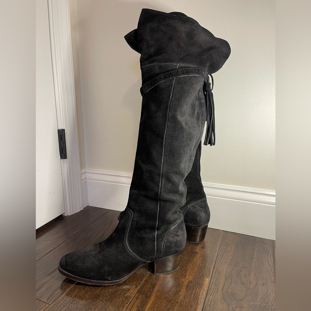 Frye Black Suede OTK (Over the Knee) Boot